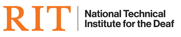 Orange and black RIT/National Technical Institute for the Deaf logo