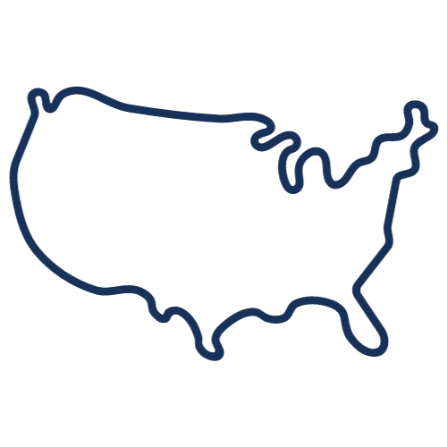 Blue outline of the United States map